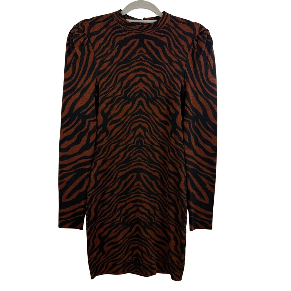 Jealous Tomato NWT Herd It All Before Sweater Dress Medium Zebra Print Mini
